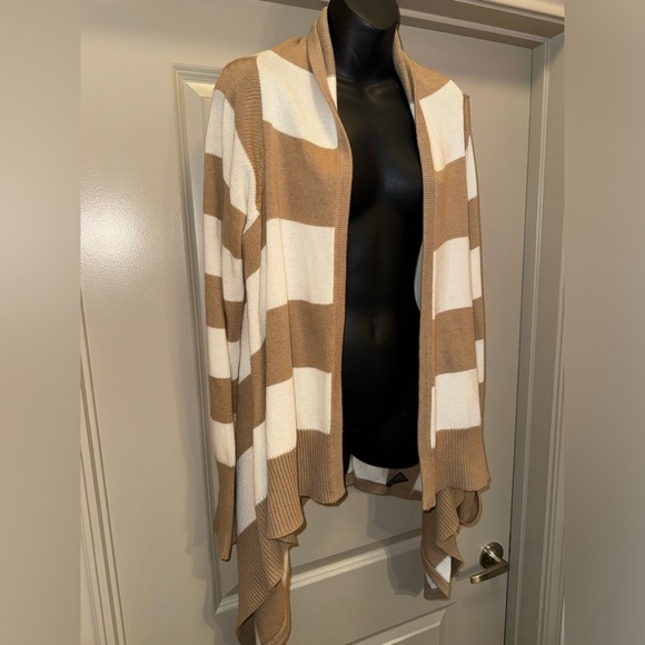 MOSSIMO Brown Cream Striped Cardigan Sweater size XL - Picture 3 of 12